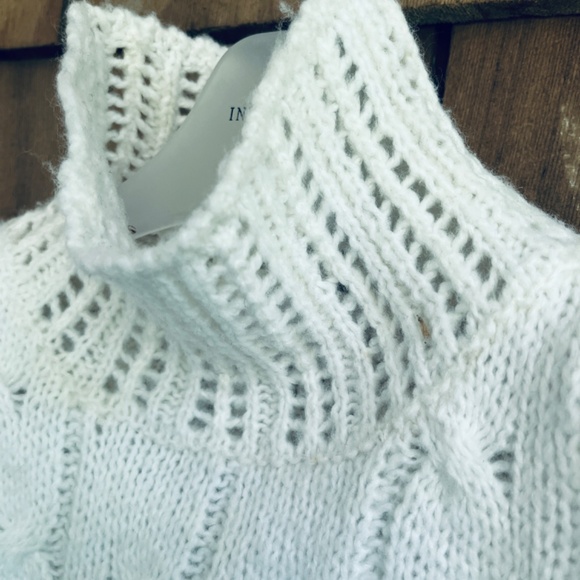 Kersh Women Openwork  Cable Кnit Turtleneck White Sweater Oversized Size XS - Picture 3 of 15